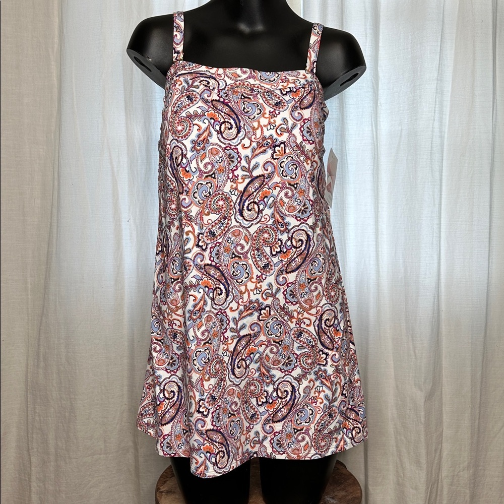 NWT Lands’ End Paisley Print swim dress  removable straps Size 6 D7